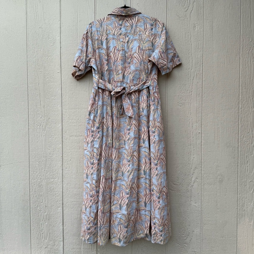 Victoria Dunn Printed Cotton Full Button Tie Waist Resort Flowy Midi Dress XL - Picture 6 of 6